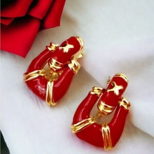 Vintage Avon Red & Gold Clip-On Earrings